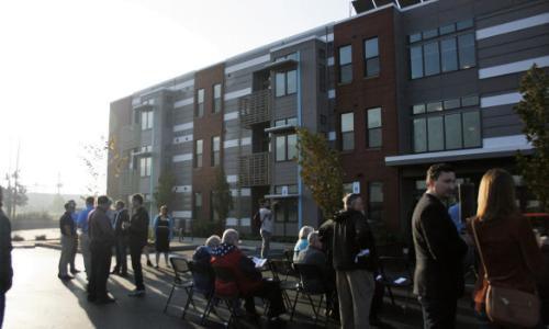 Community gathered at Oxford Place Apartment Grand Opening