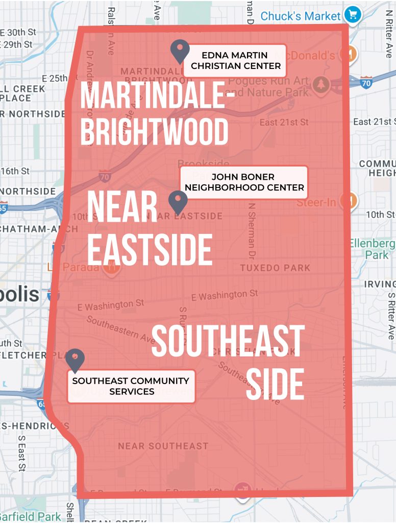 Map of the IEMD with community centers identified